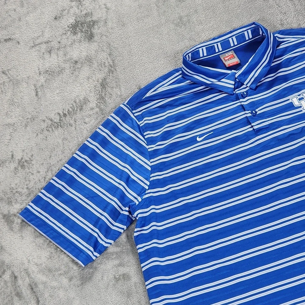 Kentucky Wildcats Shirt Mens 2XL Blue Stripe NCAA Basketball Nike Fit Dry Polo